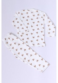 Resim Hçm Bebek Pamuk Pijama Takımı Tenkli Baskılı Bisiklet Yaka A2 Kahverengi 