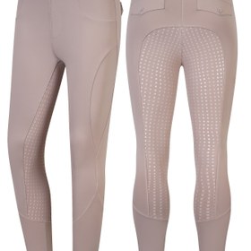 Resim Kadın Binicilik Taytı, Yüksek Esneklikli Polyester Örgü Kumaş, Geometrik Desen, Kısa Boy, Cepli, Kaymaz Silikon Tutuş, Tüm Sezon Binicilik Taytları için 