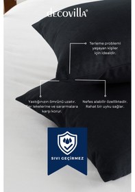 Resim Micro Fermuarlı Yastık Alezi Sıvı Geçirmez 4 Lü Set Yastık Koruyucu 50x70 Antrasit 