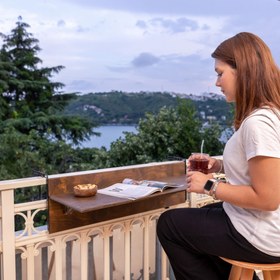 Resim Lara Balkon Masası - 4XLarge - 200 x 30 cm / Kestane 