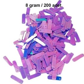 Resim Mor 15 X 5 Mm Dantel Oya Yazma Halhal Abiye Lazer Kesim Pul 200 Adet / 8 Gram 