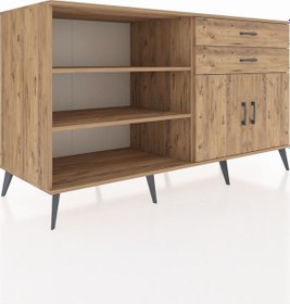 Resim Kronos Konsol 3 Raflı 2 Çekmeceli 2 Kapaklı 176x59x99 Çam-çam Çam-çam 