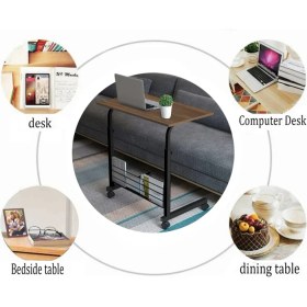 Resim servetavcı Kitaplıklı ve Yükseklik Ayarlı Laptop Sehpası ve Çalışma Masası - Ceviz (Tekerli) 