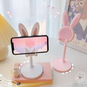 Resim 2 adet/1 set Sevimli Tavşan Ayarlanabilir Cep Telefonu Tutucu - Selfie'ler, canlı yayınlar ve izleme partileri için masaüstü tutucu, dayanıklı ABS malzeme, tembel selfie tutucusu, çizgi film 
