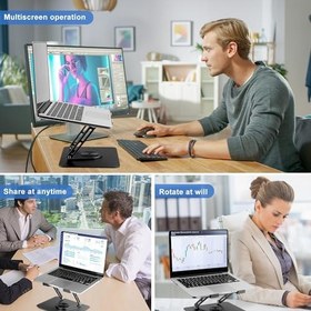 Resim Masa için Dizüstü Bilgisayar Standı Ayarlanabilir Yükseklik, Dizüstü Bilgisayar için Alüminyum Alaşımlı Döner Bilgisayar Standı, 360° Dönebilen Tabanlı Macbook Standı, Masa için Ergonomik Dizüstü 