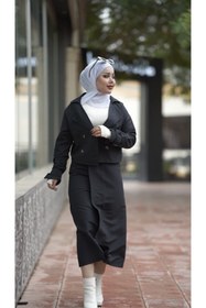 Resim Esre Store 0142 - Tesettür Trençkot Siyah 