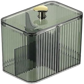 Resim Pamuklu Çubuk Dağıtıcı 3 Izgaralı Pamuklu Çubuk Tutucu Şeffaf Kapaklı, A 