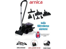 Resim Arnica 2400W Su Filtreli Toz ve Alerjenleri Etkin Bora ET11133 Su Filtreli Süpürge Mor+ Kokulu Parfüm + 3 Yıl Garanti 