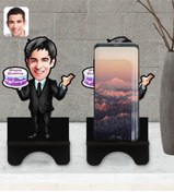 Resim Bk Gift Kişiye Özel Erkek Doğum Günü Karikatürlü Ahşap Biblo Telefon Standı-2 