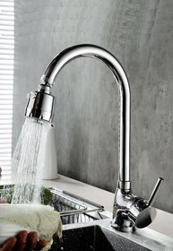 Resim KUSTAR 3 Fonksiyonlu Oynar Başlıklı Krom Çubuk Kol Mutfak Evye Bataryası 