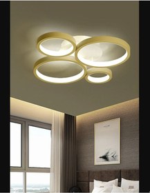 Resim Dörtlü Halka Model Plafonyer Modern Beyaz Işık Ultrapower Avize 