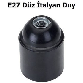 Resim E27 Düz Siyah İtalyan Duy 20 Adet 