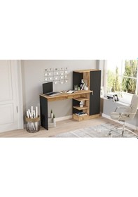 Resim Robinhome Robin Home Arthur Kitaplıklı Çalışma Masası Çam Siyah (520439249) Siyah 