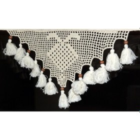 Resim Buldan Tül Perde El Işi Dantelli Naturel Gül Çiçek Desen(150X100) 