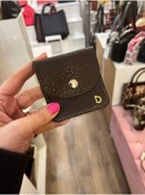 Resim Pinkylola D Harf Detaylı -kare Model Kahverengi Hakiki Deri ,mini Bozuk Para Cüzdanı .airpod, Bluetooth Kılıfı 