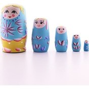 Resim Ahşap Tombul Iç Içe Matruşka Bebek Mavi 1 Set 5Li Büyük Boy (548382439) 