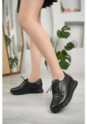 Resim Nesil Shoes Acr 40 Siyah Lastik Bağlı Kadın Ayakkabı-siyah Siyah 