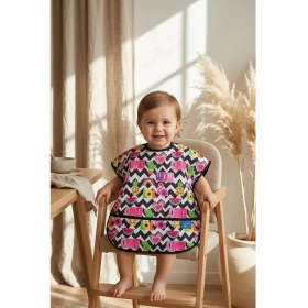 Resim Babydonat Joyful Pop Renkli Pop-Art Desenli Sıvı Geçirmez Cepli Bebek Mama Önlüğü - Eğlenceli Figürlü Leke Tutmaz Ek Gıda Önlüğü 6-24 Ay 