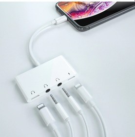 Resim Ally Apple Uyumlu iPhone 11-11 Pro-XS-XR-7-8 4 In 1 OTG Ses Adaptörü Çift DC 