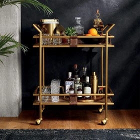Resim Crate & Barrel Fae 2 Katlı Bar Arabası, Şık ve Fonksiyonel Depolama Çözümü 