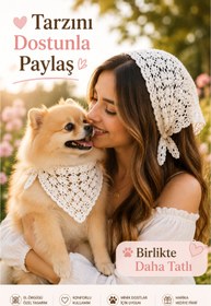 Resim NEHOLİA Kadın & Köpek Kombin El Örgüsü minik dost Bandana Seti Ayarlanabilir Evcil Hayvan Sahip Kombini Bohem Tasarım 