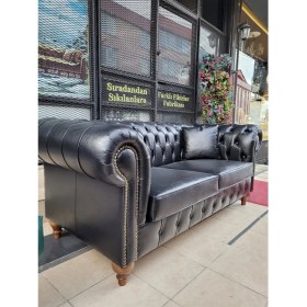 Resim 3A Mobilya Black Deri Chesterfield 