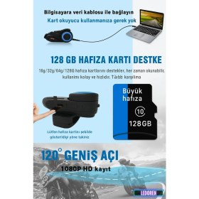 Resim L'edoren Maxto M3 Intercom 360 Derece Dönen Kask Klipsli Kameralı Motosiklet Kask Intercomu 