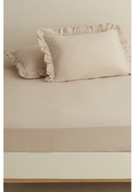 Resim Karaca Home Basic %100 Pamuk Çift Kişilik Düz Çarşaf Bej 