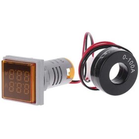 Resim 22Mm Dijital Voltmetre-Ampermetre Ac 20-500V 0-100A Sarı 