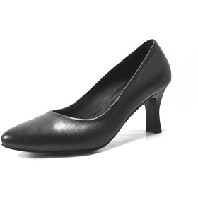 Resim Onlo Ayakkabı Kz.01 Hakiki Soft Deri Siyah Kısa Topuklu Klasik Kadın Stiletto Ayakkabı 