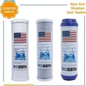 Resim Açık Kasa Su Arıtma Cihazı Filtresi 3Lü Seti Çift Karbonlu 