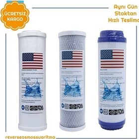 Resim Açık Kasa Su Arıtma Cihazı Filtresi 3Lü Seti Çift Karbonlu 