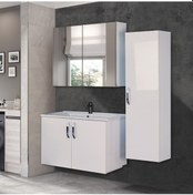 Resim Asmira Banyo Dolabı - 80 cm - 3'lü Set - Beyaz 