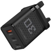 Resim 3 Port Usb 2 Tip C Şarj Cihazı Hızlı Şarj Duvar Şarj Cihazı Hızlı Şarj İphone Uyumlu Uk Plug Black 1 Adet 
