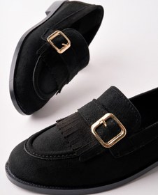 Resim MUGGO TUFT Gold Tokalı Püsküllü Süet Kadın Günlük Loafer Ayakkabı 