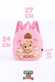 Resim İsime Özel Kız Çocuk Çanta Ayılı Sırt Baskılı Pembe Kız Çocuk Çantası 0 - 8 Yaş 