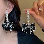 Resim 1 Çift Vintage Lüks Moda Blingbling Parti Hediye Fiyonk Kolye Küpeler 