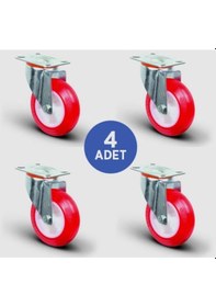 Resim Emes EM01ZKP100 Döner Tablalı Poliüretan Kaplı Tekerlek 4 Adet 