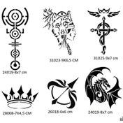 Resim Airbrush Tattoo Ejderha Bozkurt Geçici Dövme Şablonu Sadece Desen 