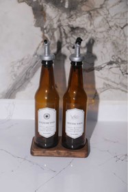 Resim Ahşap Teslim Ahşap Doğal 2 Bölmeli Yağdanlık Altlığı Ceviz 