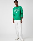 Resim Bisiklet Yaka Sweatshirt Şardonlu Kabartma Şehir Baskılı Uzun Kollu 