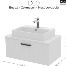 Resim D10 Next Lavabo Dolabı Çekmeceli 80 Cm Beyaz Lake Beyaz 