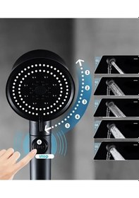 Resim 5 Fonksiyonlu Stop Düğmeli Duş Başlığı, 150 Cm Duş Hortumu Ve Maf 