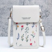 Resim Dokunmatik Ekran Cep Telefonu Çantası, Küçük Çiçek Desenli Crossbody Çanta, Kadın Omuz Cüzdanı ve Para Çantası 