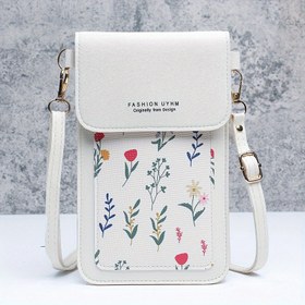 Resim Dokunmatik Ekran Cep Telefonu Çantası, Küçük Çiçek Desenli Crossbody Çanta, Kadın Omuz Cüzdanı ve Para Çantası 