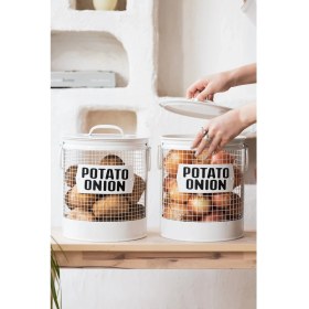 Resim Dekorz Dükkan 2'li Galvaniz Kapaklı Tel Patates&soğan Kovası 