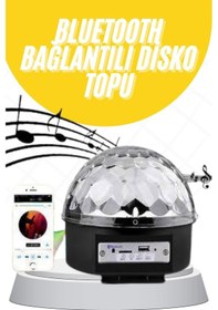 Resim Disko Topu Renkli Işıklı Lazer Parti Bluetooth Bağlantılı Led Küre Renkli 