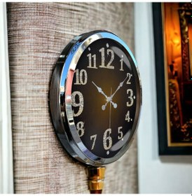 Resim Krom Metal Çerçeveli Salon Ofis Otel Duvar Saati 52 cm K15 Krom 