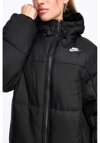 Resim Nike Terma Fit Synthetic Fill Loose Fit Classic Maxi Puffer Jacket Kadın Kapüşonlu Bol Kesim Parka Siyah Siyah 
