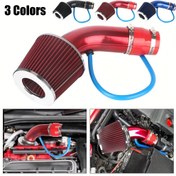 Resim 76mm/3Inch Hava Filtreli Evrensel Araç Soğuk Hava Emme Sistemi Turbo İndüksiyon Borusu Kiti Alüminyum 